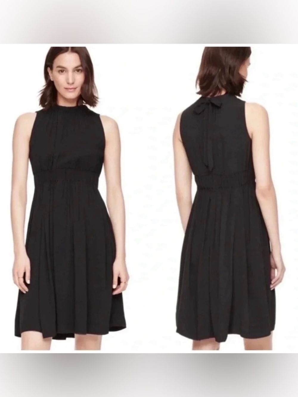 New - Kate Spade crepe tie back dress in black with side pockets - Picture 2 of 5